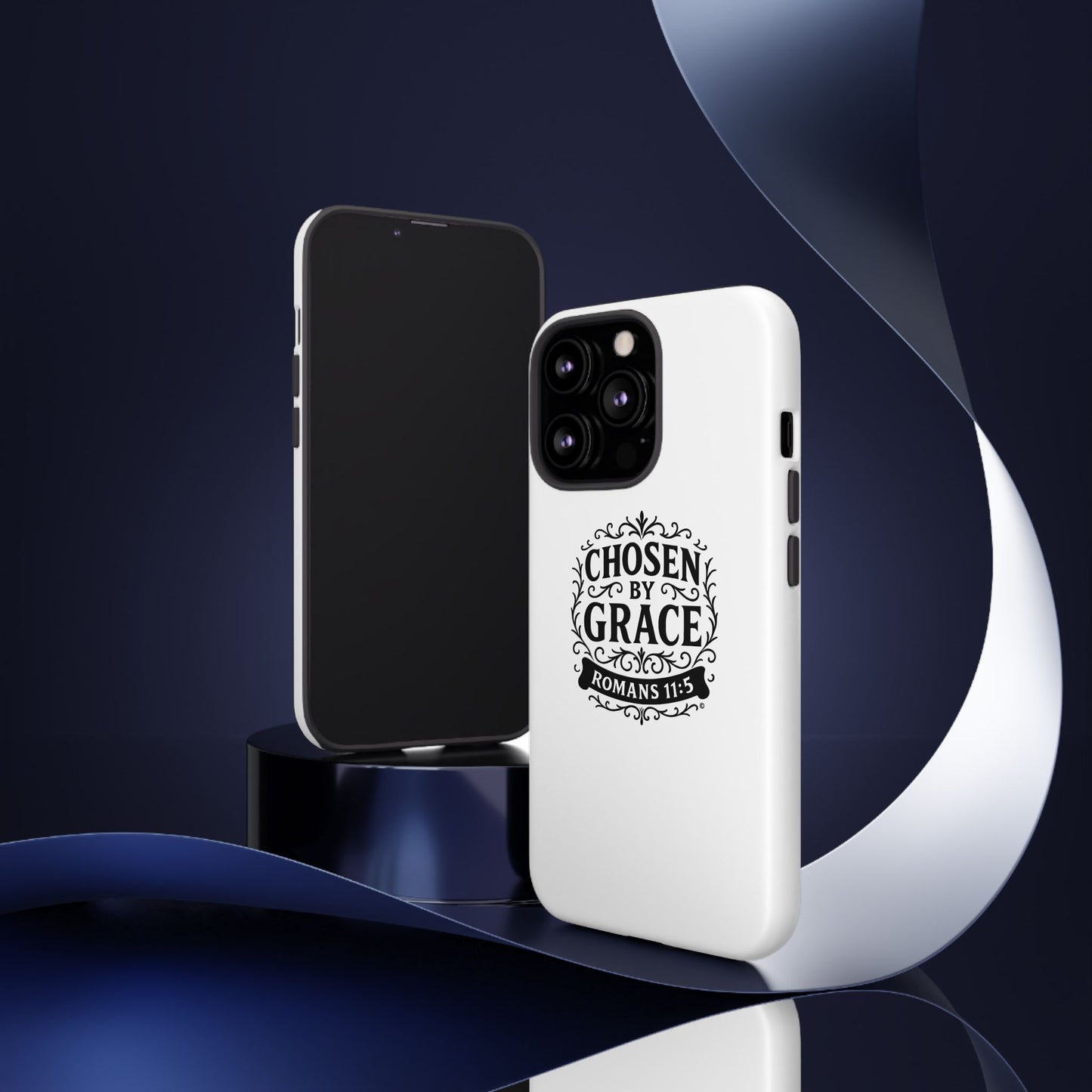 Chosen by Grace (Black Lettering), Rugged Phone Case, Inspirational Mobile Cover, Gift for Faith Lovers, Faith-Based Protector