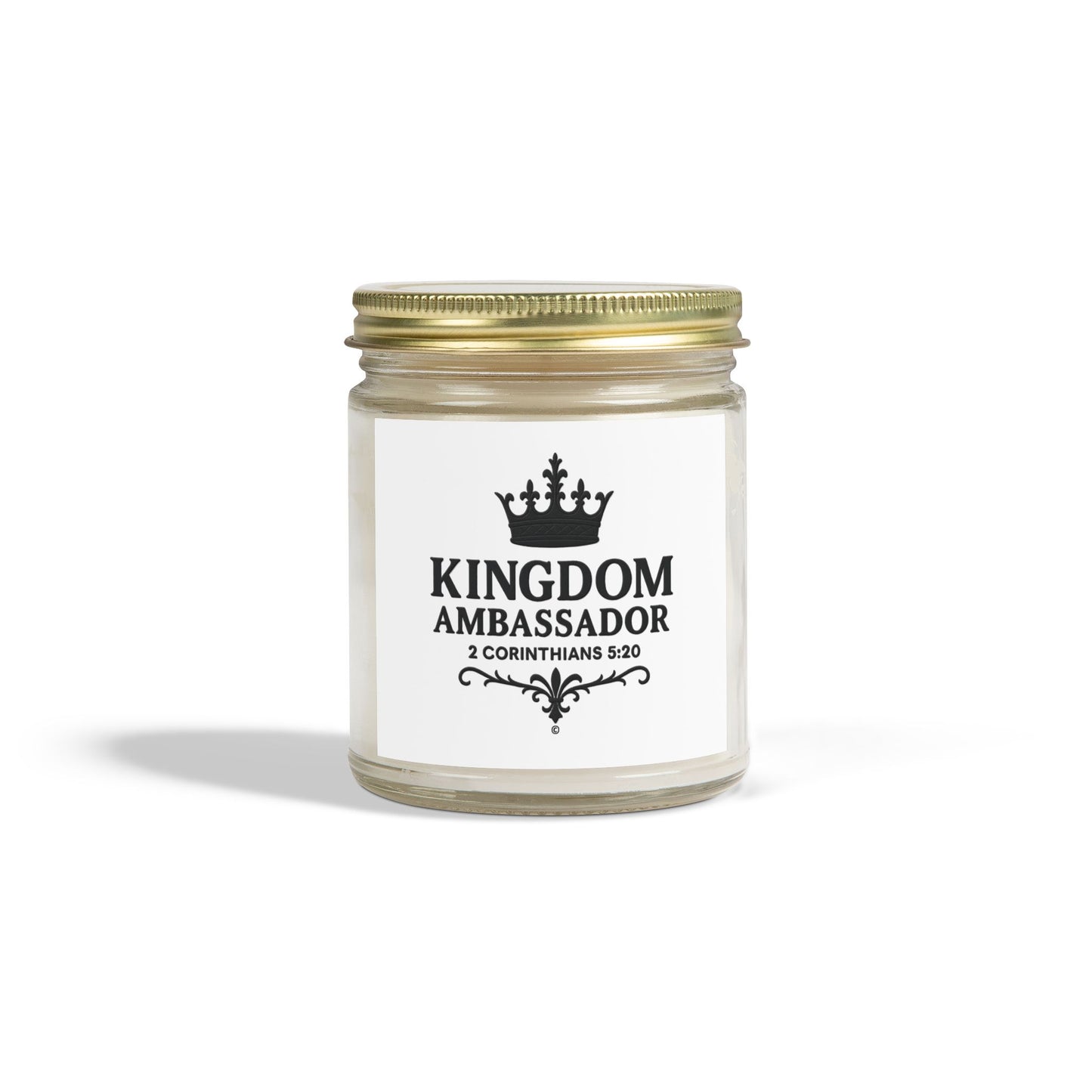 Kingdom Ambassador (Black Lettering) Scented Candle - Coconut Apricot Wax, Inspirational Home Decor, Gifts for Believers, Relaxation