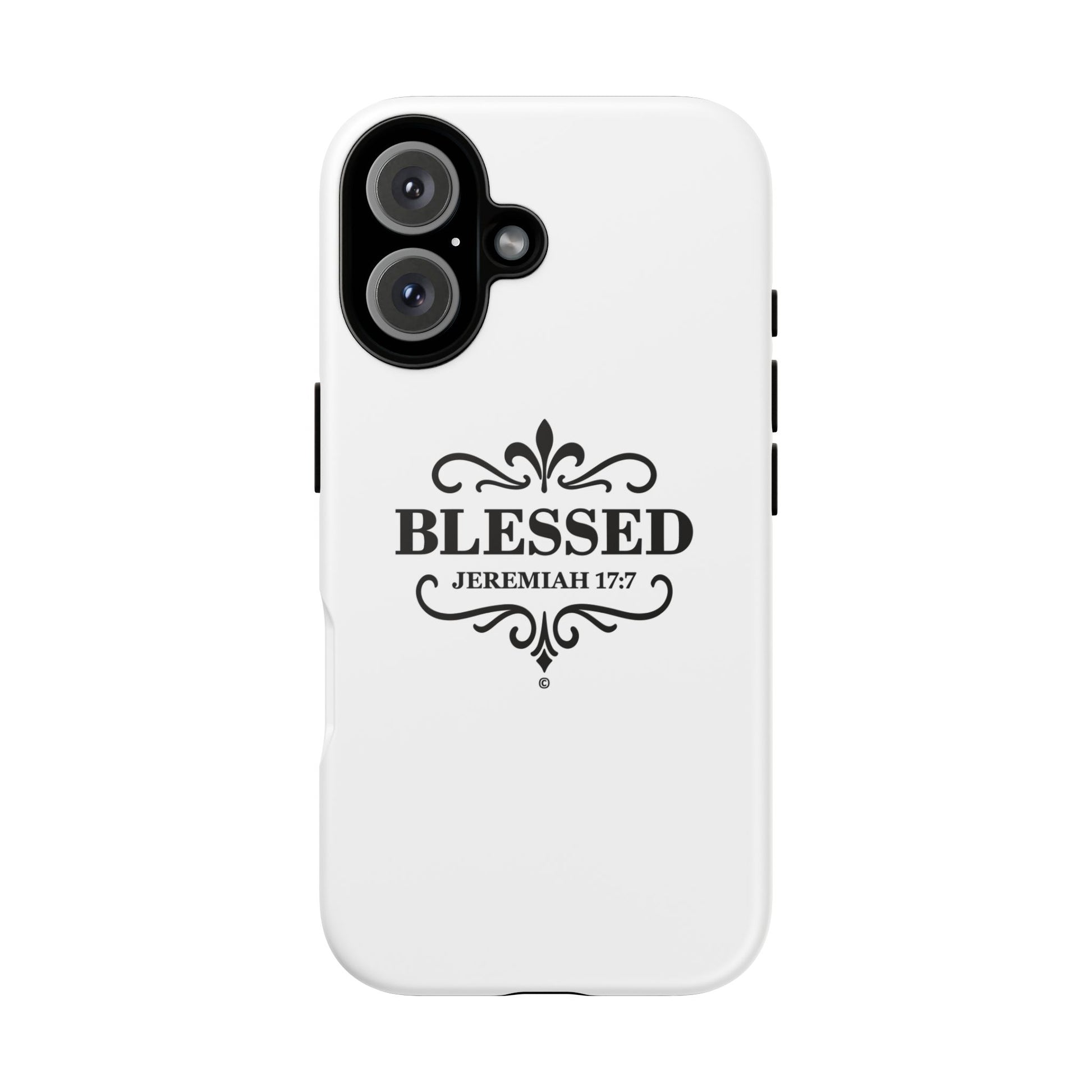 Blessed (Black Lettering), Rugged Phone Case, Inspirational Mobile Cover, Gift for Faith Lovers, Faith-Based Protector - Cross Apparel USA