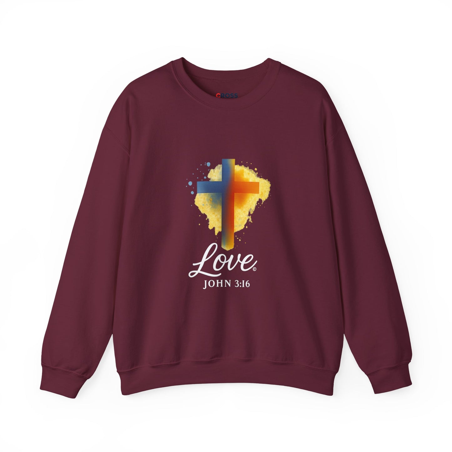 Love (White Lettering) Unisex Crewneck Sweatshirt, Inspirational Apparel, Casual Wear, Gift for Believers, Church Outing Attire, Daily Comfort Wear