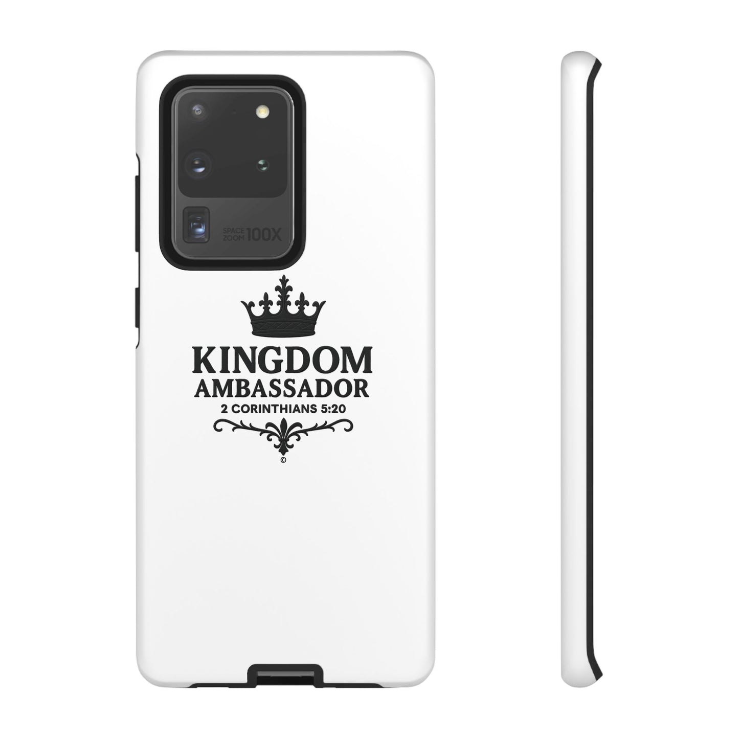 Kingdom Ambassador (Black Lettering) Rugged Phone Case, Inspirational Mobile Cover, Gift for Faith Lovers, Faith-Based Protector