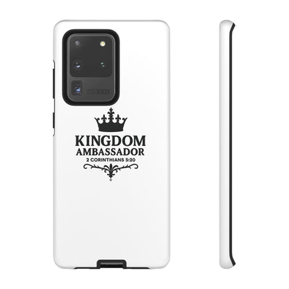 Kingdom Ambassador (Black Lettering) Rugged Phone Case, Inspirational Mobile Cover, Gift for Faith Lovers, Faith-Based Protector