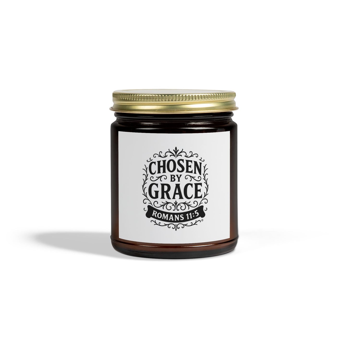 Chosen by Grace (Black Lettering) Scented Candle - Coconut Apricot Wax, Inspirational Home Decor, Relaxation, Gifts for Believers