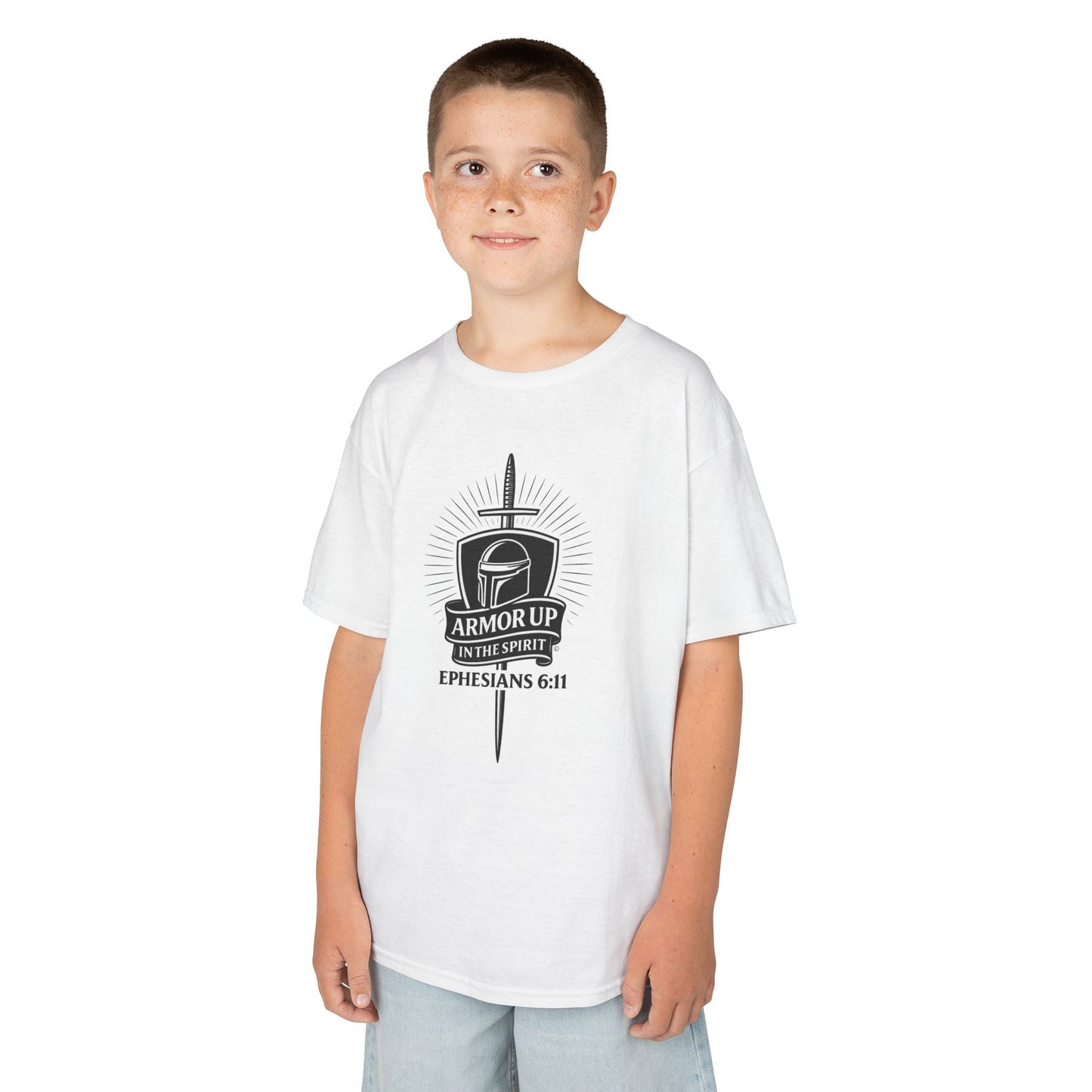 Armor Up (Black Lettering) Kids Inspirational T-shirt