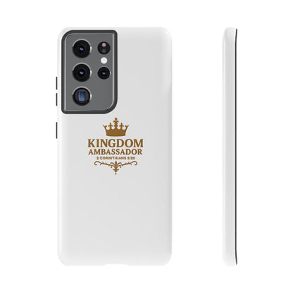 Kingdom Ambassador (Gold Lettering) Rugged Phone Case, Inspirational Mobile Cover, Gift for Faith Lovers, Faith-Based Protector