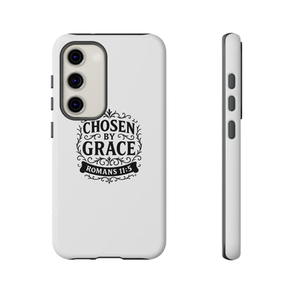 Chosen by Grace (Black Lettering), Rugged Phone Case, Inspirational Mobile Cover, Gift for Faith Lovers, Faith-Based Protector