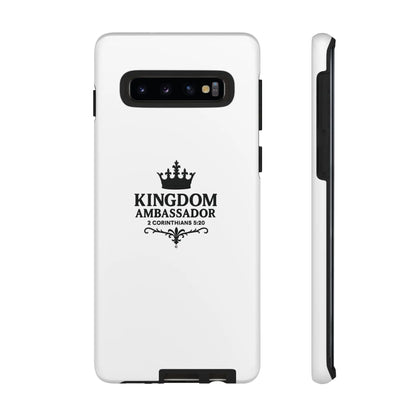 Kingdom Ambassador (Black Lettering) Rugged Phone Case, Inspirational Mobile Cover, Gift for Faith Lovers, Faith-Based Protector - Cross Apparel USA