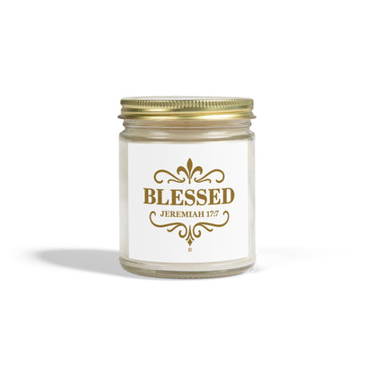 Blessed (Gold Lettering) Scented Candle - Coconut Apricot Wax, Inspirational Home Decor, Gifts for Believers, Relaxation