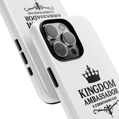 Kingdom Ambassador (Black Lettering) Rugged Phone Case, Inspirational Mobile Cover, Gift for Faith Lovers, Faith-Based Protector