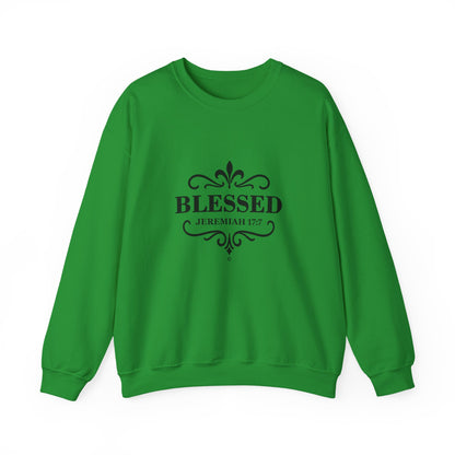 Blessed (Black Lettering) Unisex Crewneck Sweatshirt - Inspirational Gift, Christian Apparel, Faith-Based Fashion, Cozy Casual Wear, Bible Verse Sweatshirt