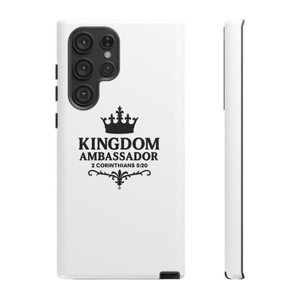 Kingdom Ambassador (Black Lettering) Rugged Phone Case, Inspirational Mobile Cover, Gift for Faith Lovers, Faith-Based Protector