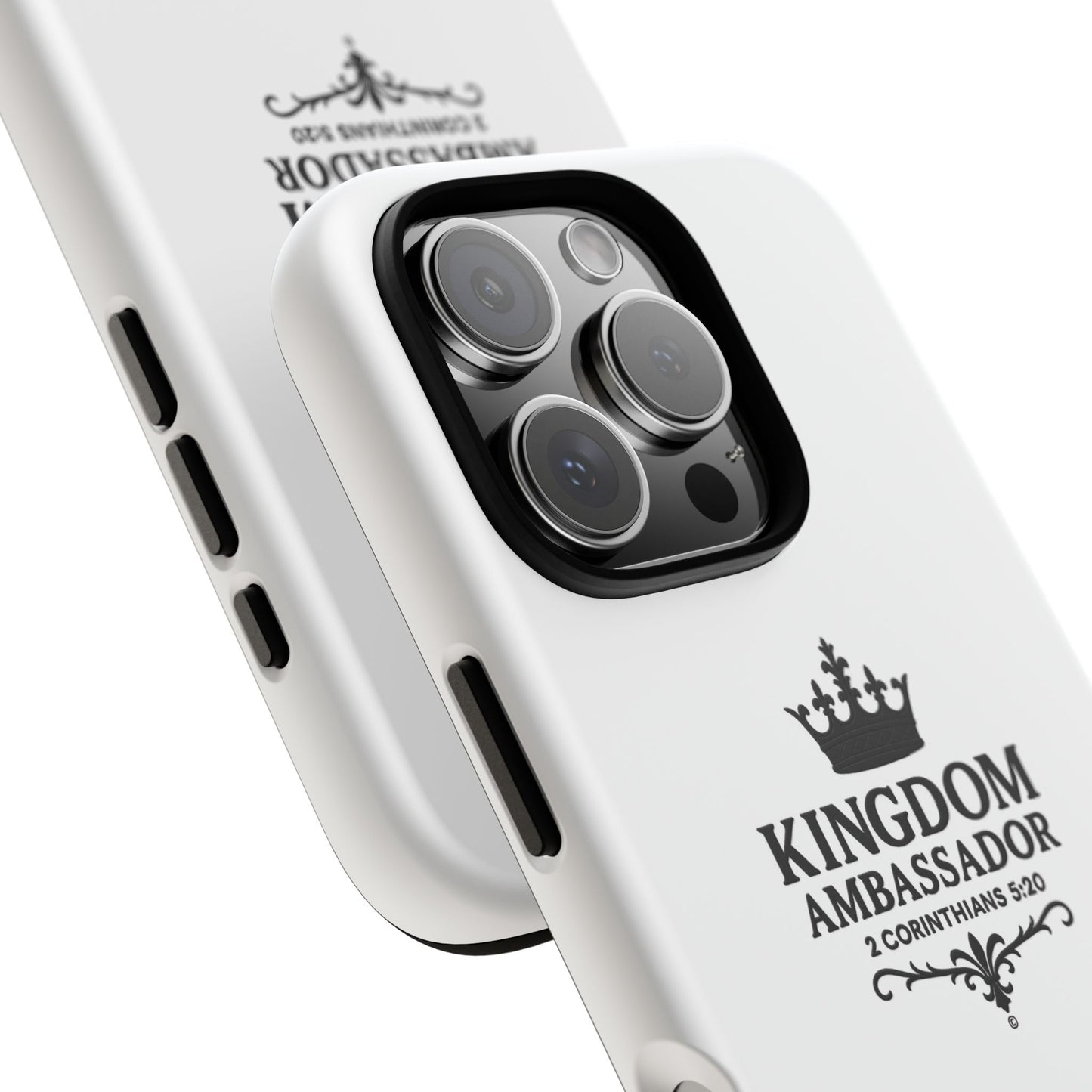 Kingdom Ambassador (Black Lettering) Rugged Phone Case, Inspirational Mobile Cover, Gift for Faith Lovers, Faith-Based Protector - Cross Apparel USA