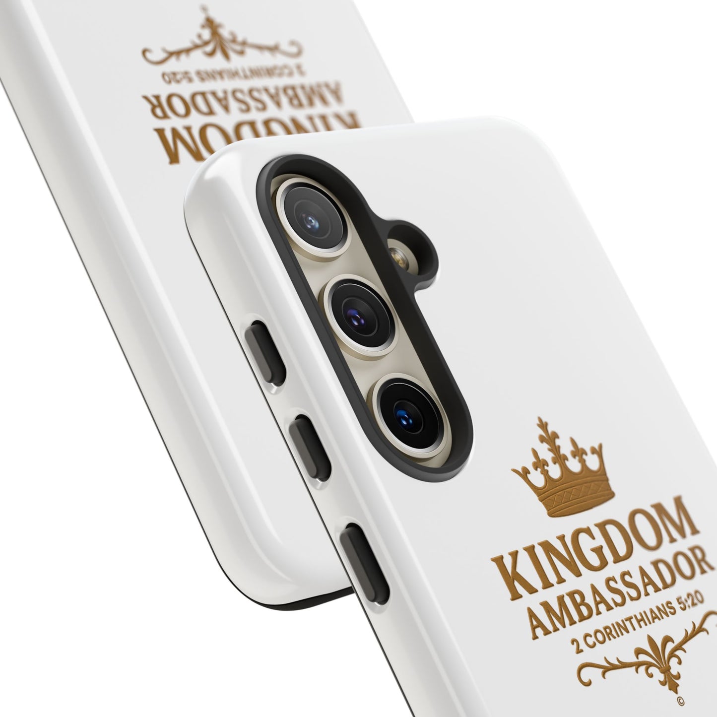 Kingdom Ambassador (Gold Lettering) Rugged Phone Case, Inspirational Mobile Cover, Gift for Faith Lovers, Faith-Based Protector