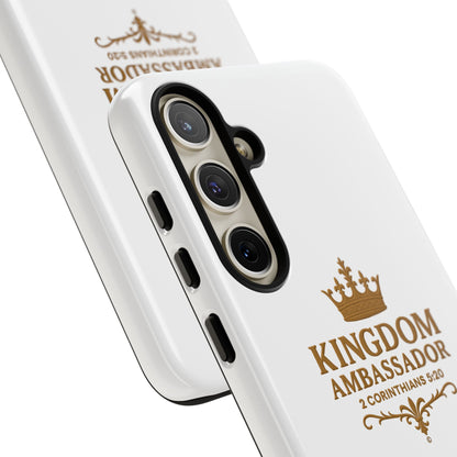 Kingdom Ambassador (Gold Lettering) Rugged Phone Case, Inspirational Mobile Cover, Gift for Faith Lovers, Faith-Based Protector