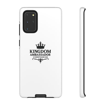 Kingdom Ambassador (Black Lettering) Rugged Phone Case, Inspirational Mobile Cover, Gift for Faith Lovers, Faith-Based Protector - Cross Apparel USA
