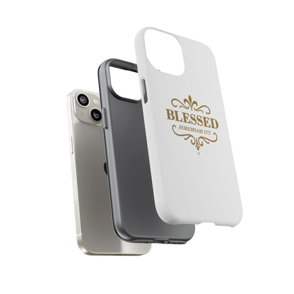 Blessed (Gold Lettering), Rugged Phone Case, Inspirational Mobile Cover, Gift for Faith Lovers, Faith-Based Protector