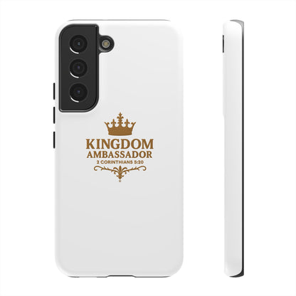 Kingdom Ambassador (Gold Lettering) Rugged Phone Case, Inspirational Mobile Cover, Gift for Faith Lovers, Faith-Based Protector