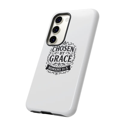 Chosen by Grace (Black Lettering), Rugged Phone Case, Inspirational Mobile Cover, Gift for Faith Lovers, Faith-Based Protector