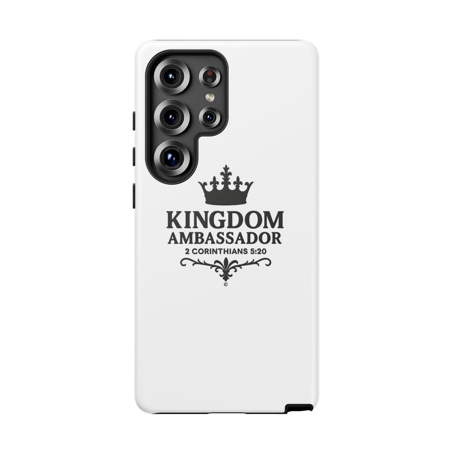 Kingdom Ambassador (Black Lettering) Rugged Phone Case, Inspirational Mobile Cover, Gift for Faith Lovers, Faith-Based Protector