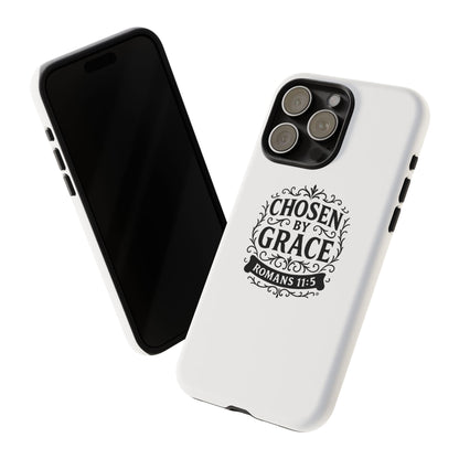 Chosen by Grace (Black Lettering), Rugged Phone Case, Inspirational Mobile Cover, Gift for Faith Lovers, Faith-Based Protector