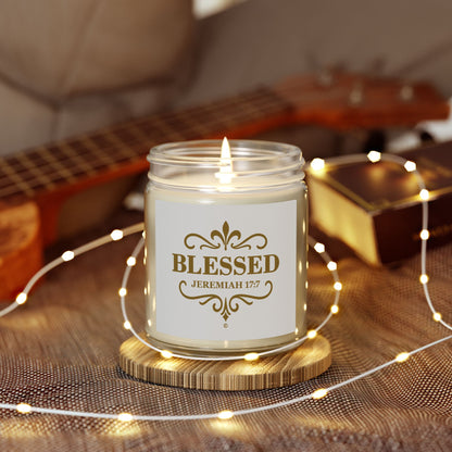Blessed (Gold Lettering) Scented Candle - Coconut Apricot Wax, Inspirational Home Decor, Gifts for Believers, Relaxation