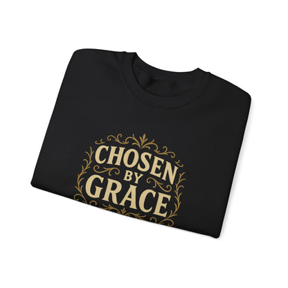 Chosen by Grace (Full Color) Unisex Crewneck Sweatshirt - Inspirational Gift, Christian Apparel, Faith-Based Fashion, Cozy Casual Wear, Bible Verse Sweatshirt