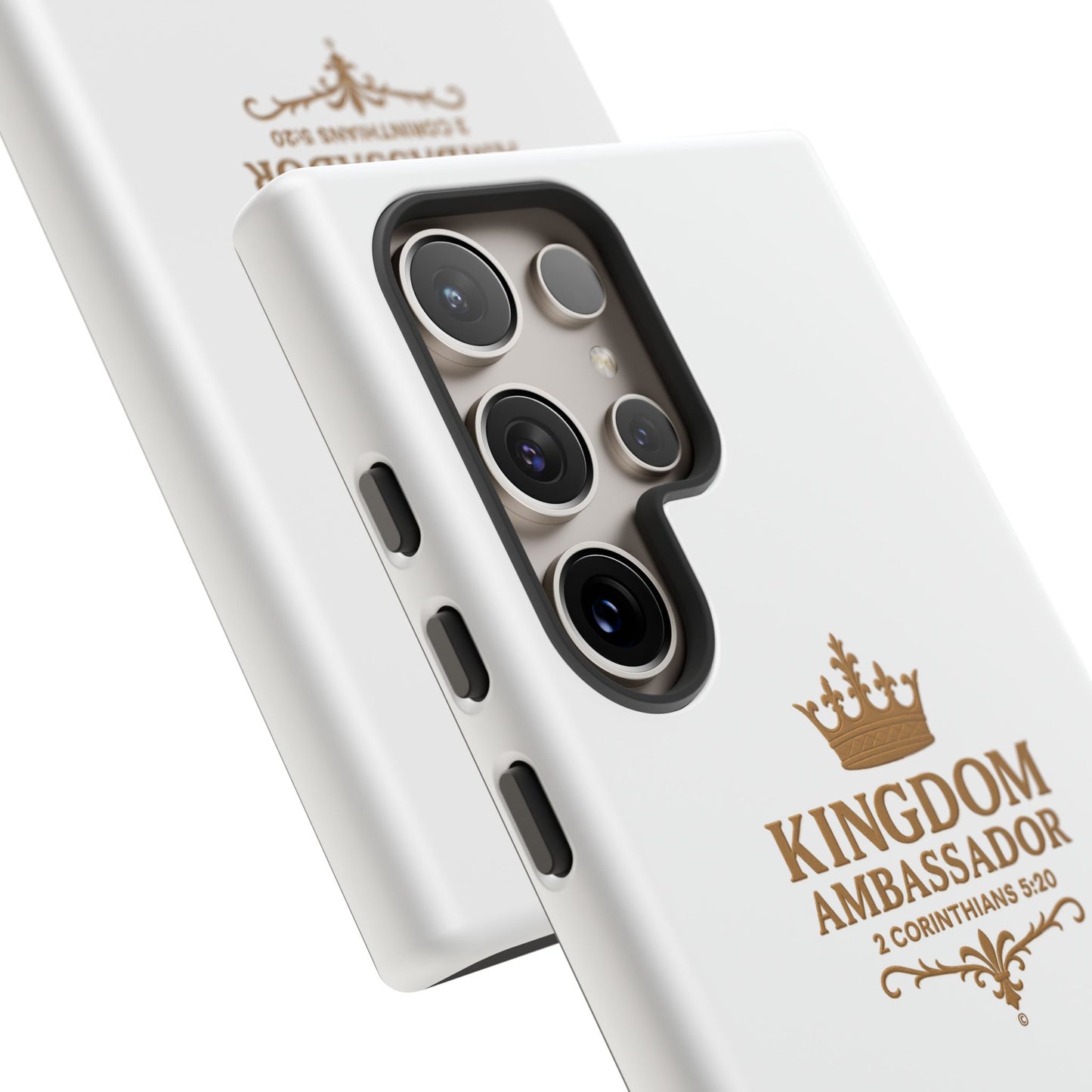 Kingdom Ambassador (Gold Lettering) Rugged Phone Case, Inspirational Mobile Cover, Gift for Faith Lovers, Faith-Based Protector