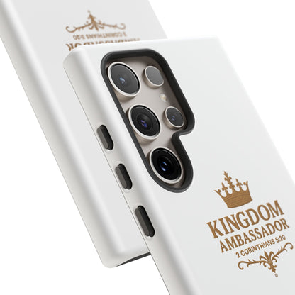 Kingdom Ambassador (Gold Lettering) Rugged Phone Case, Inspirational Mobile Cover, Gift for Faith Lovers, Faith-Based Protector