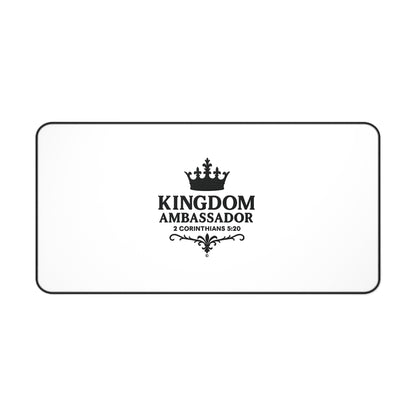 Kingdom Ambassador (Black Lettering) Desk Mat - Inspirational Office Decor, Christian Gift, Desk Accessory, Motivational Workspace - Cross Apparel USA