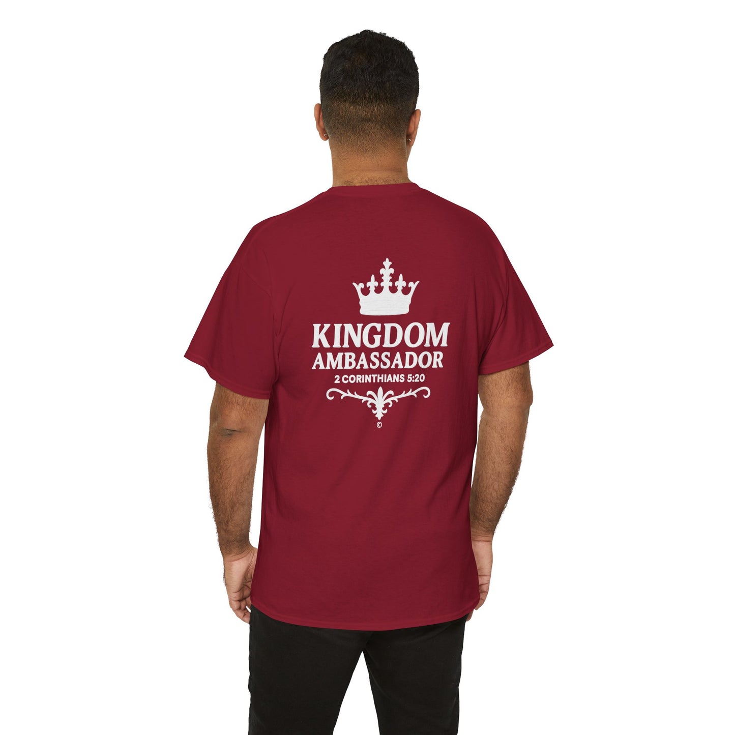 Kingdom Ambassador (White Lettering) T‑Shirt Tee Clothing Apparel (Smaller Design on from Large Design on Back)