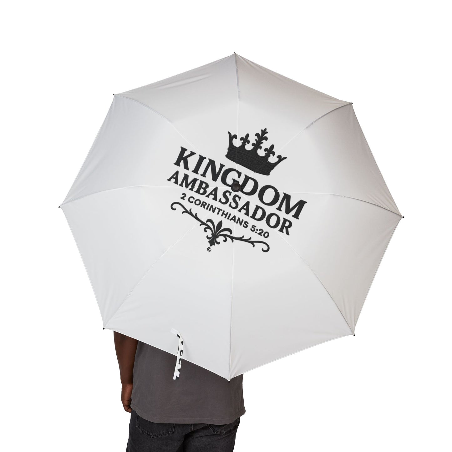 Kingdom Ambassador Chic Foldable Umbrella: Stylish Rain Protection, Perfect Gift for Friends, Travel Companion, Wedding Favors, Home Essentials - Cross Apparel USA