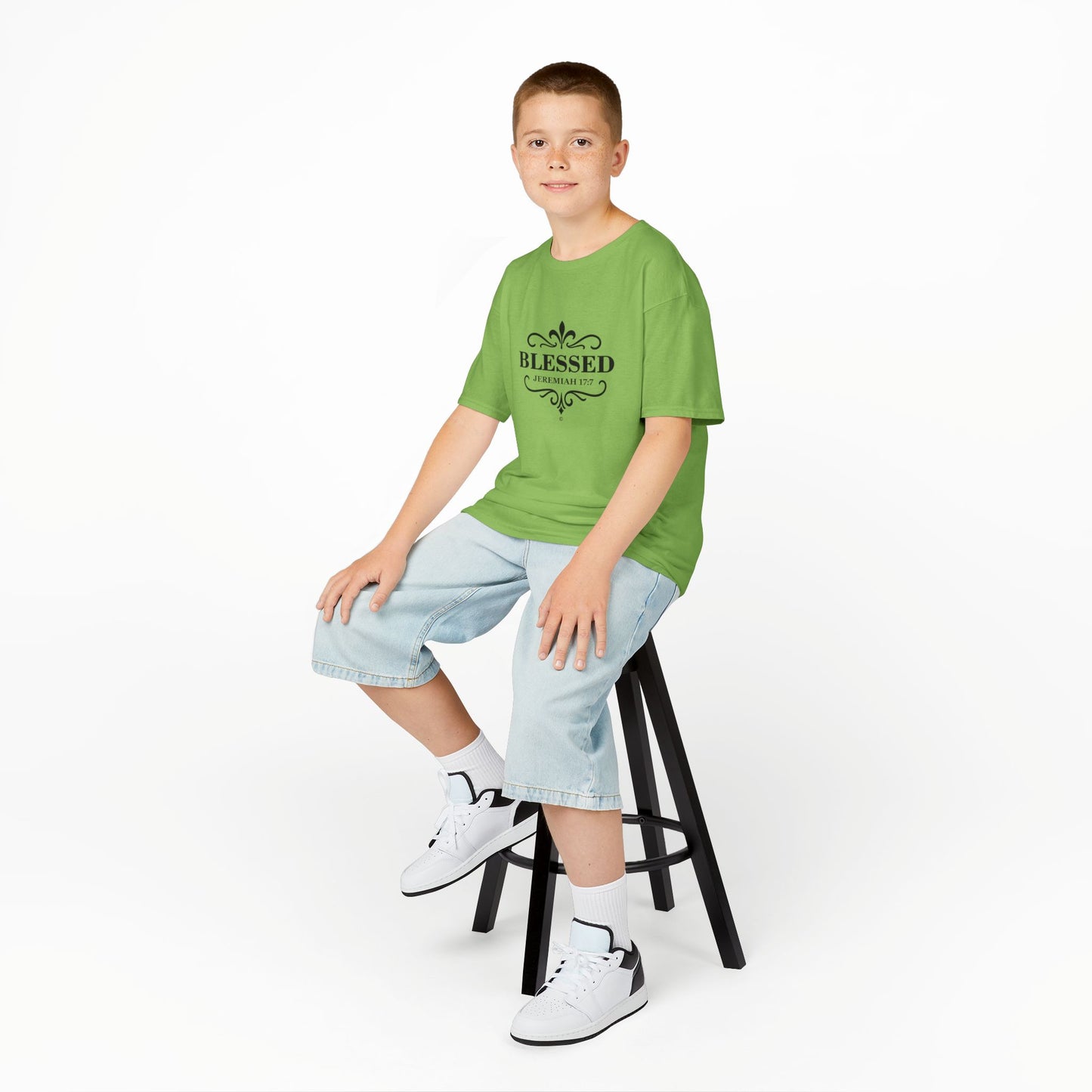 Blessed (Black Lettering) Kids Tee, Faith-based Inspirational Apparel, Gift for Believers, Youth Fashion, Bible Verse Shirt, Meaningful Gift