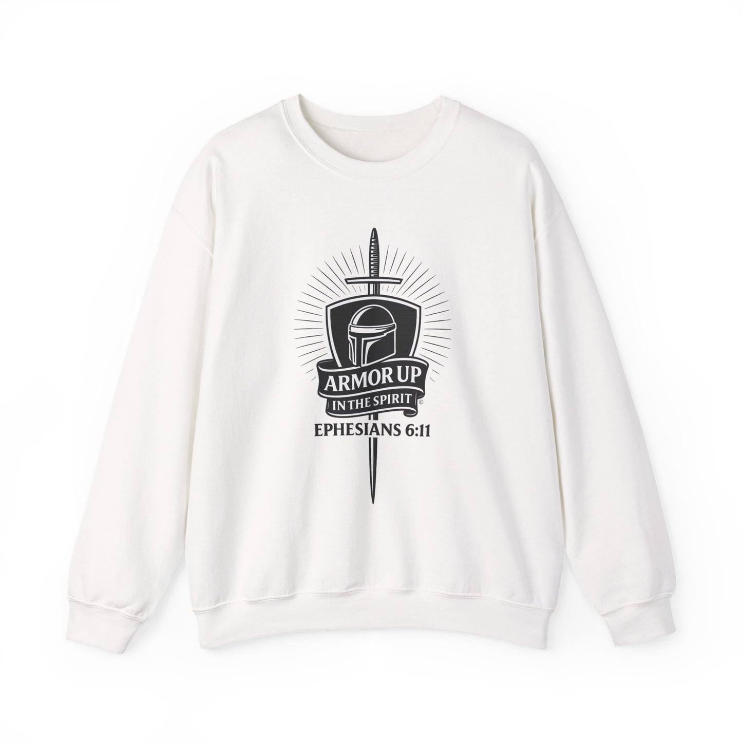 Armor Up (Black Lettering) Unisex Crewneck Sweatshirt - Inspirational Gift, Christian Apparel, Faith-Based Fashion, Cozy Casual Wear, Bible Verse Sweatshirt
