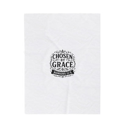 Chosen by Grace (Black Lettering) Plush Blanket, Inspirational Home Decor, Faith-Based Decor, Modern Plush Blanket