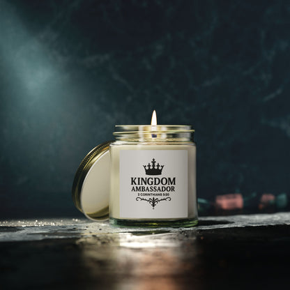 Kingdom Ambassador (Black Lettering) Scented Candle - Coconut Apricot Wax, Inspirational Home Decor, Gifts for Believers, Relaxation