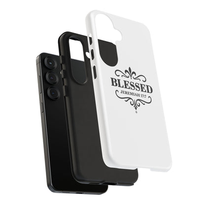 Blessed (Black Lettering), Rugged Phone Case, Inspirational Mobile Cover, Gift for Faith Lovers, Faith-Based Protector