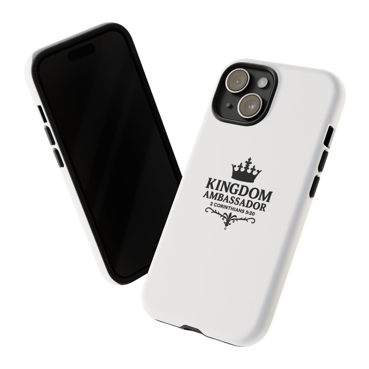 Kingdom Ambassador (Black Lettering) Rugged Phone Case, Inspirational Mobile Cover, Gift for Faith Lovers, Faith-Based Protector - Cross Apparel USA