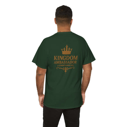 Kingdom Ambassador (Gold Lettering) T‑Shirt Tee Clothng Apparel (Smaller Design on from Large Design on Back)