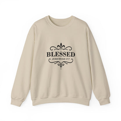Blessed (Black Lettering) Unisex Crewneck Sweatshirt - Inspirational Gift, Christian Apparel, Faith-Based Fashion, Cozy Casual Wear, Bible Verse Sweatshirt