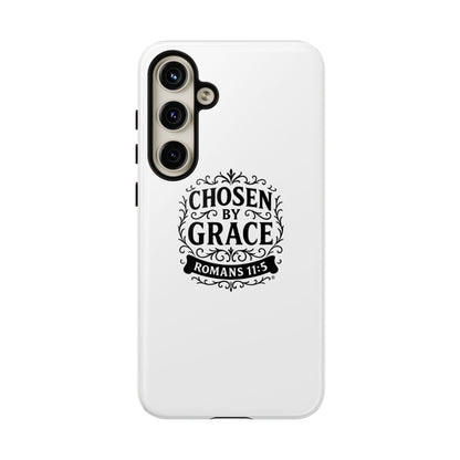 Chosen by Grace (Black Lettering), Rugged Phone Case, Inspirational Mobile Cover, Gift for Faith Lovers, Faith-Based Protector