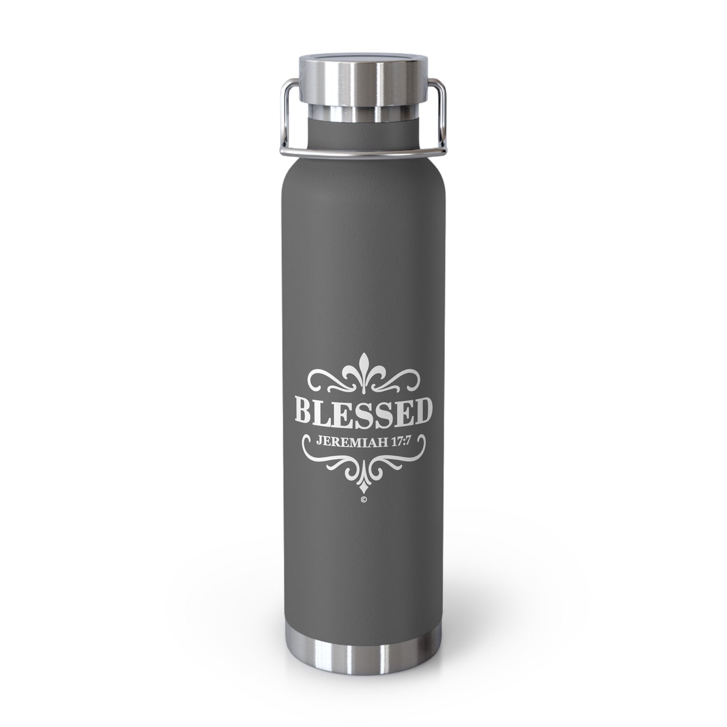 Blessed (Gold Lettering) Insulated Water Bottle, Motivational Gift, Faith-Based Drinkware, Inspirational Travel Mug, Biblical Verse Bottle - Cross Apparel USA