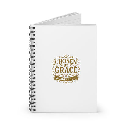 Chosen by Grace (Gold Lettering) Inspirational Spiral Notebook, Christian Journal, Bible Study Supplies, Faith Gift, Daily Planner - Cross Apparel USA