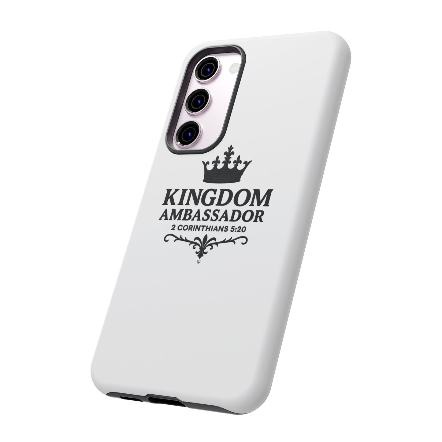 Kingdom Ambassador (Black Lettering) Rugged Phone Case, Inspirational Mobile Cover, Gift for Faith Lovers, Faith-Based Protector