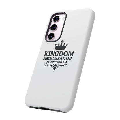 Kingdom Ambassador (Black Lettering) Rugged Phone Case, Inspirational Mobile Cover, Gift for Faith Lovers, Faith-Based Protector