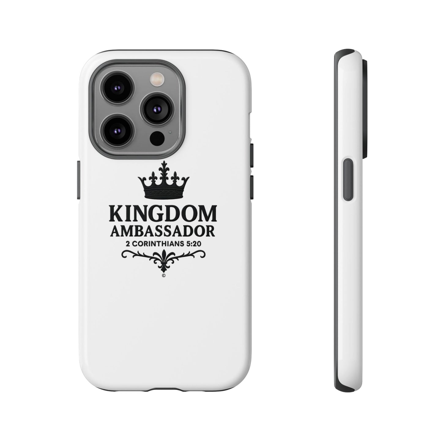 Kingdom Ambassador (Black Lettering) Rugged Phone Case, Inspirational Mobile Cover, Gift for Faith Lovers, Faith-Based Protector