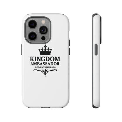 Kingdom Ambassador (Black Lettering) Rugged Phone Case, Inspirational Mobile Cover, Gift for Faith Lovers, Faith-Based Protector