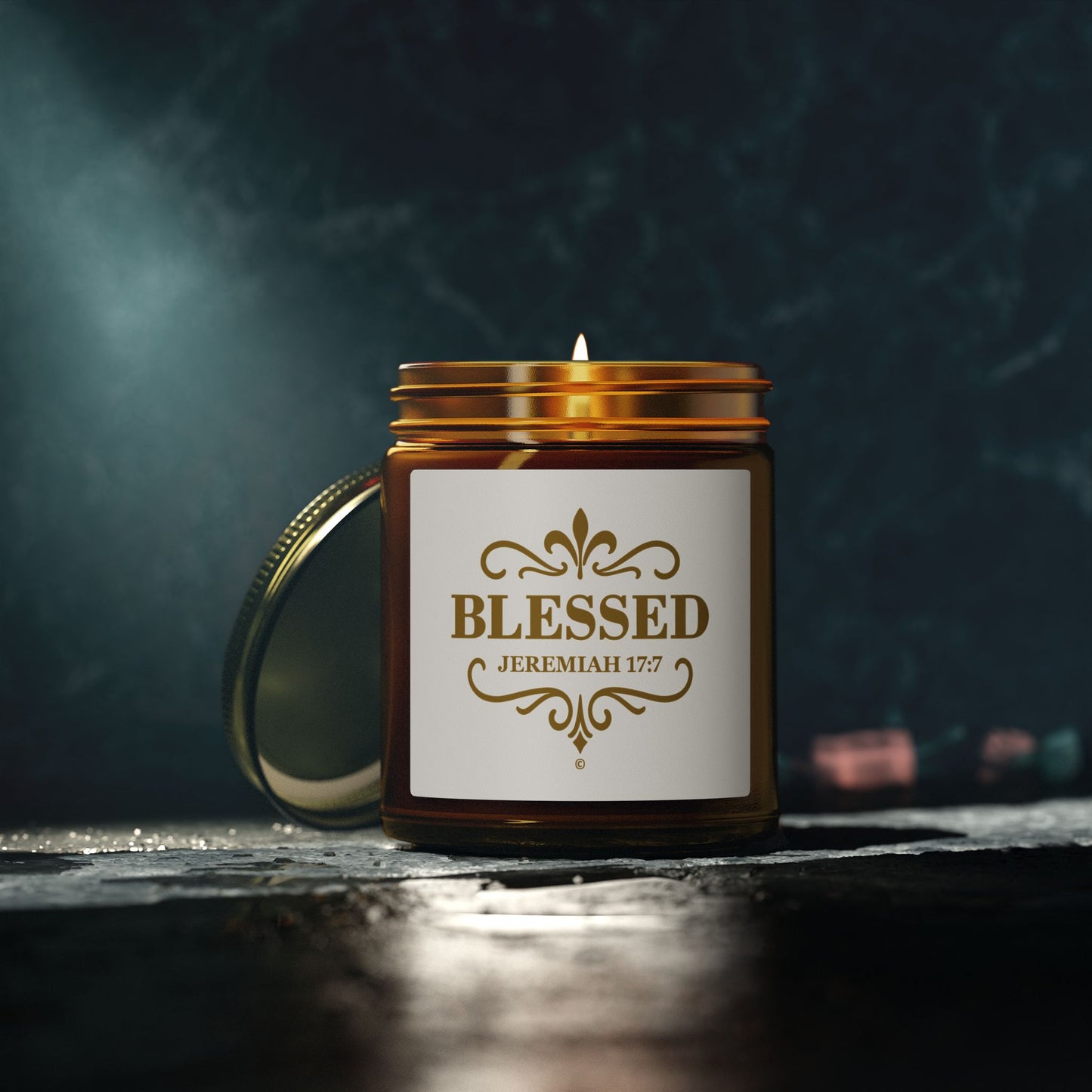 Blessed (Gold Lettering) Scented Candle - Coconut Apricot Wax, Inspirational Home Decor, Gifts for Believers, Relaxation