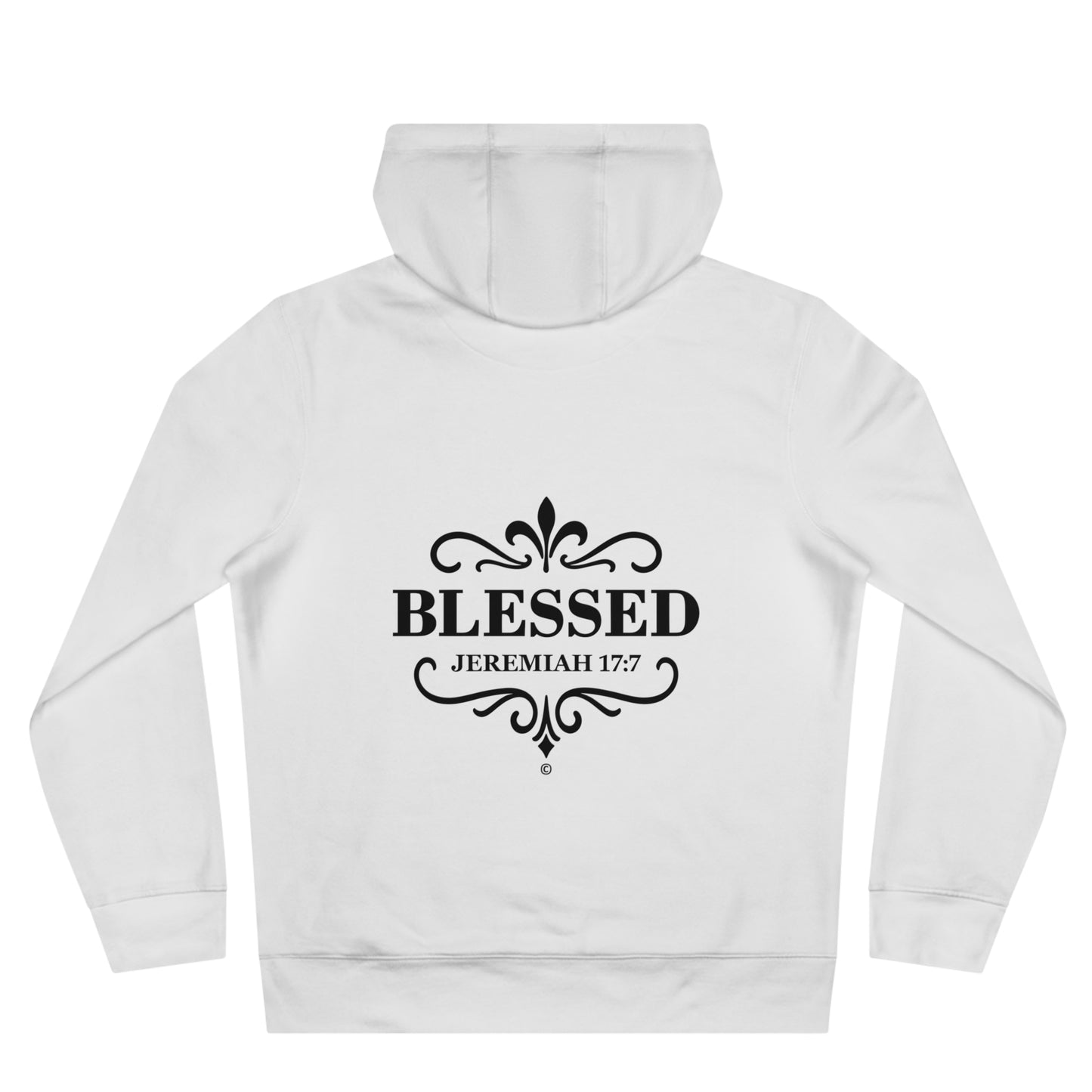 Blessed (Small Design on front plus Large Design on back) Hooded Sweatshirt, Faith-Based Hooded Sweatshirt, Inspirational Apparel, Unique Gift for Believers