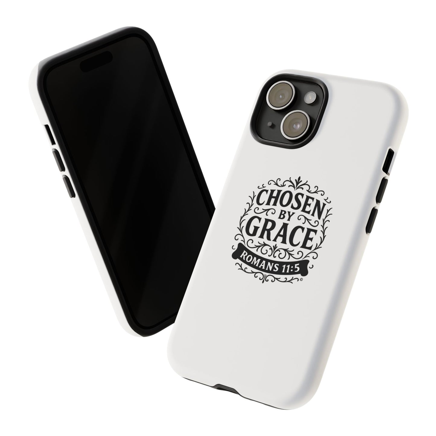 Chosen by Grace (Black Lettering), Rugged Phone Case, Inspirational Mobile Cover, Gift for Faith Lovers, Faith-Based Protector