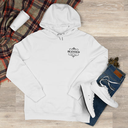 Blessed (Small Design on front plus Large Design on back) Hooded Sweatshirt, Faith-Based Hooded Sweatshirt, Inspirational Apparel, Unique Gift for Believers